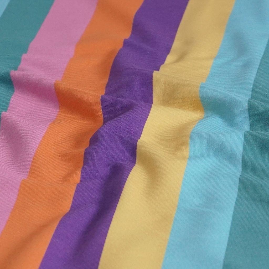 Preview: French Terry Blockstreifen löngs gelb mint rosa lila – FVJ